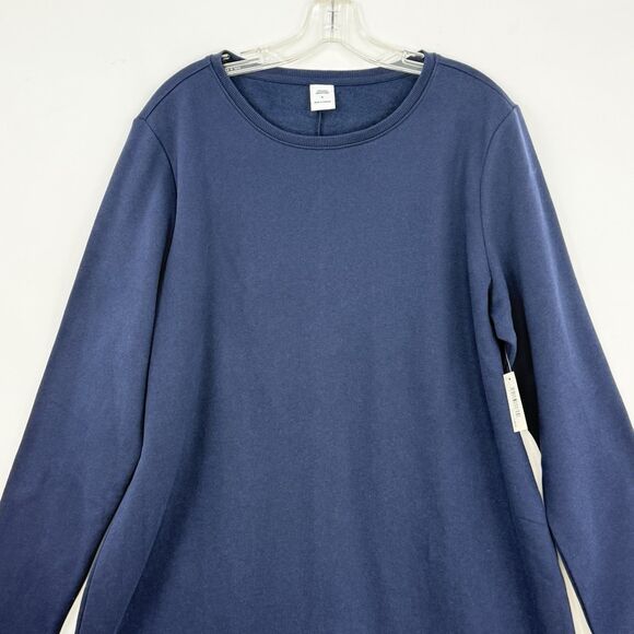 Nee WOMEN'S CREWNECK LONG-SLEEVE FLEECE ABOBE-THE-KNEE SWEATSHIRT DRESS NAVY XL - Picture 13 of 16